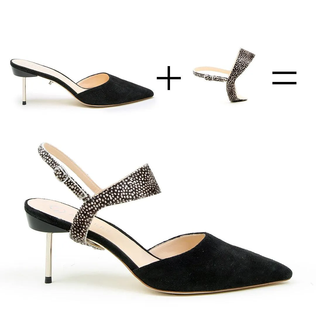 Black Suede Stiletto   Doe Elsie Strap
