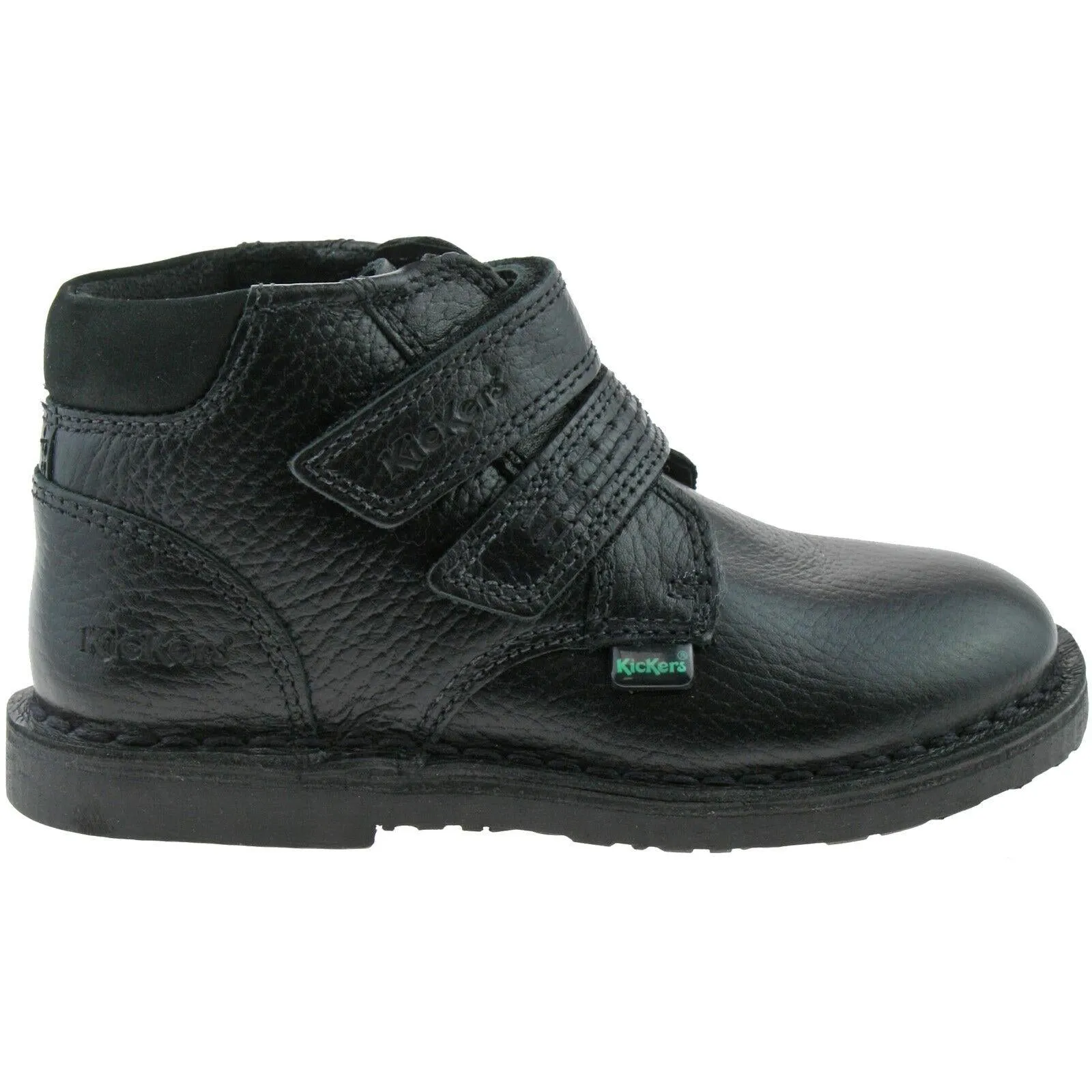 Boys Infants Kickers Adlar Twin Black Leather Boots 1-14171