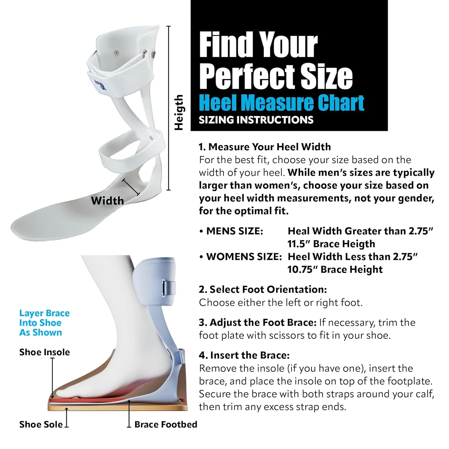 Brace On AFO Drop Foot Brace - Swedish Ultra Lock Foot Drop Brace For Walking, Lightweight, Drop Foot Braces, AFO Brace and Foot Drop Braces, Men, Right