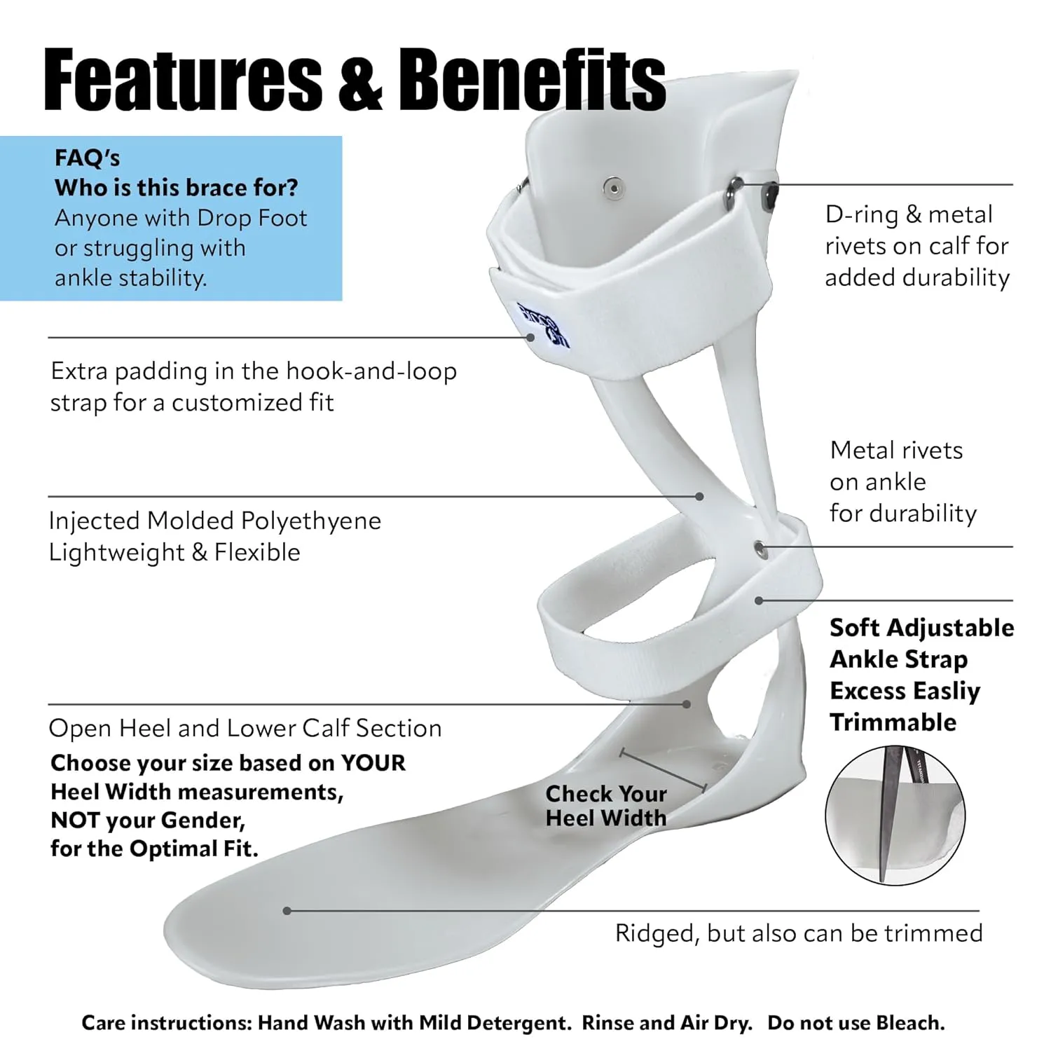 Brace On AFO Drop Foot Brace - Swedish Ultra Lock Foot Drop Brace For Walking, Lightweight, Drop Foot Braces, AFO Brace and Foot Drop Braces, Men, Right