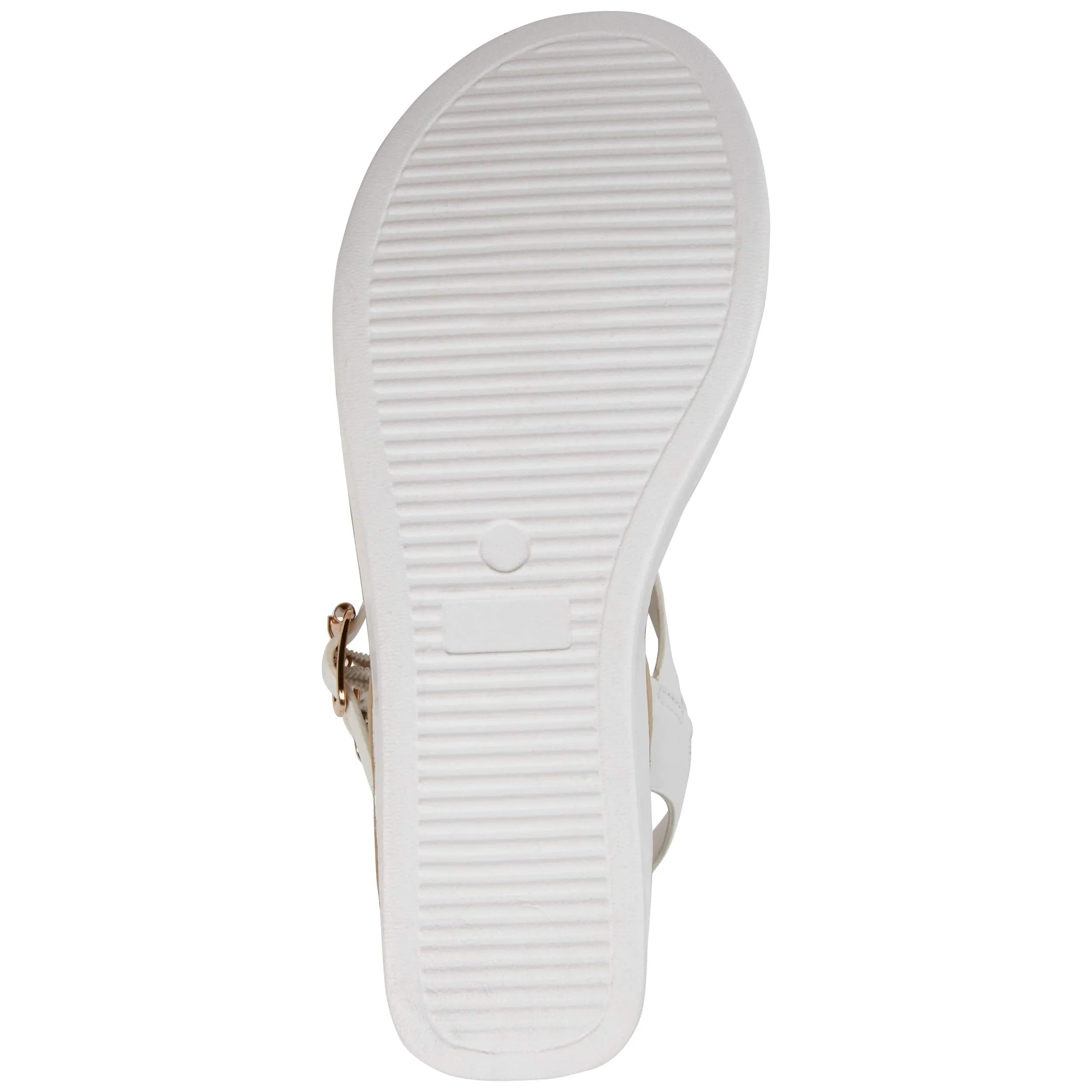 Brinley Co. Womens T-Strap Wedge Sandal White, 7 Regular US