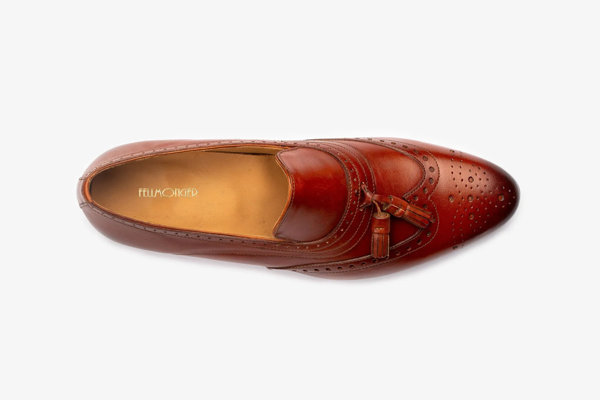 Brown Wing Tip Detailed Tassel Loafer