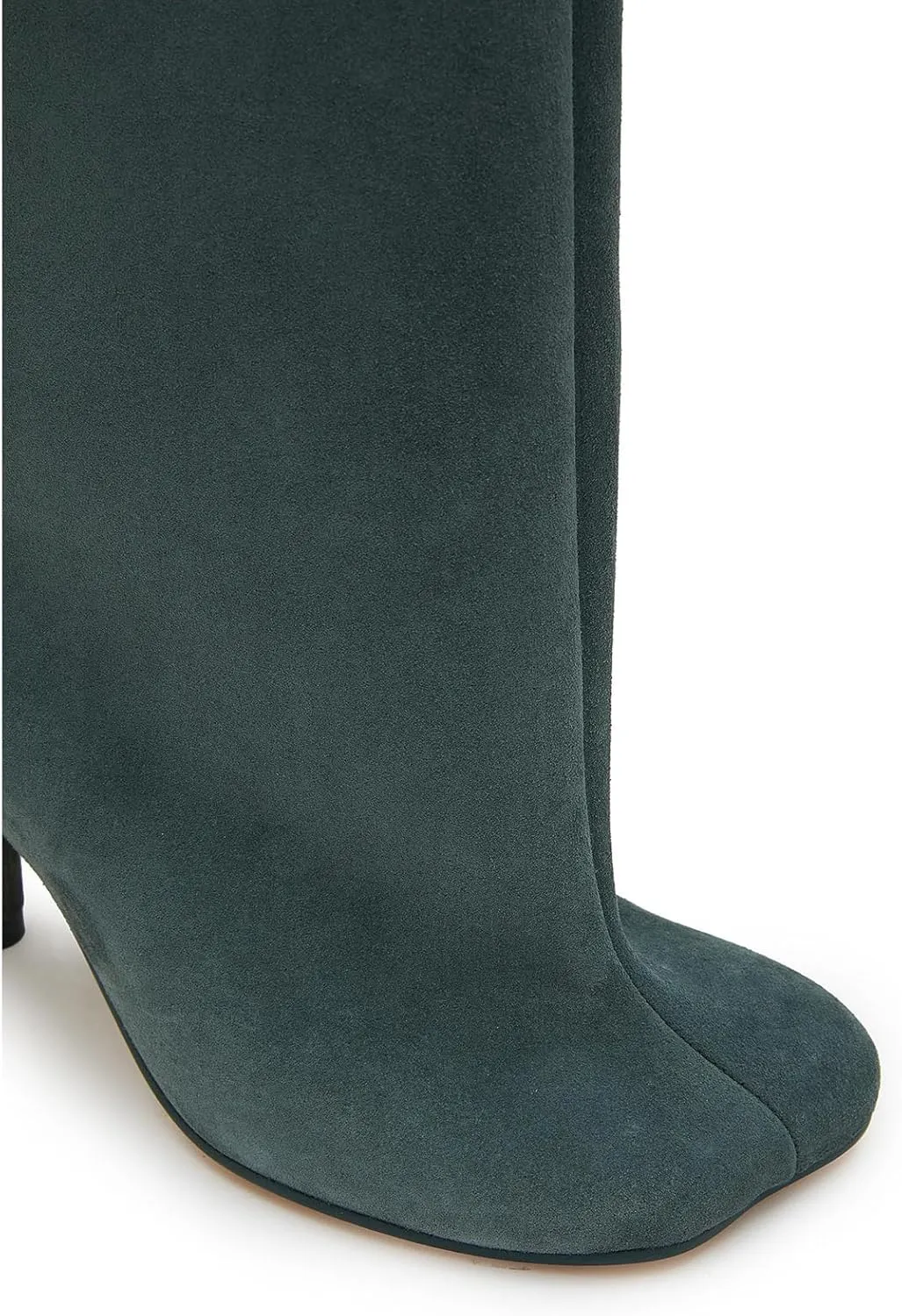 Camel Suede Knee High Boots for Women Slip On Heeled Boots Ladies Square Toe Wide Calf Stiletto High Heel Long Boots Pull On Dress Tall Boots Fall