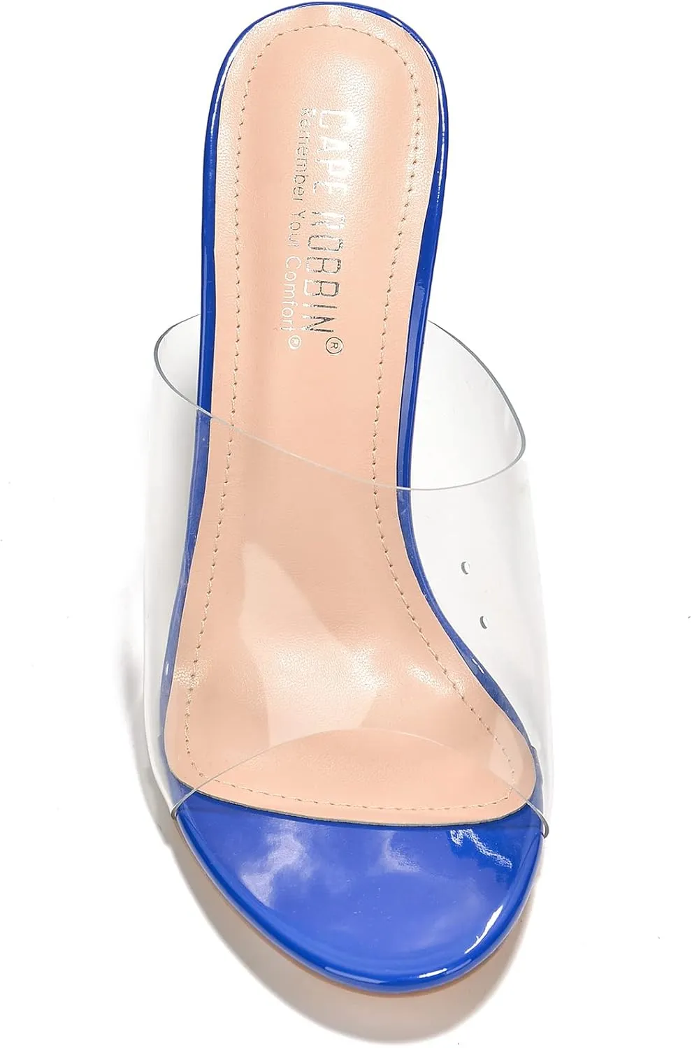 Cape Robbin Fusion Clear Chunky Block High Heels for Women, Transparent Booties for Women