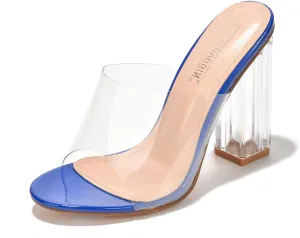 Cape Robbin Fusion Clear Chunky Block High Heels for Women, Transparent Booties for Women