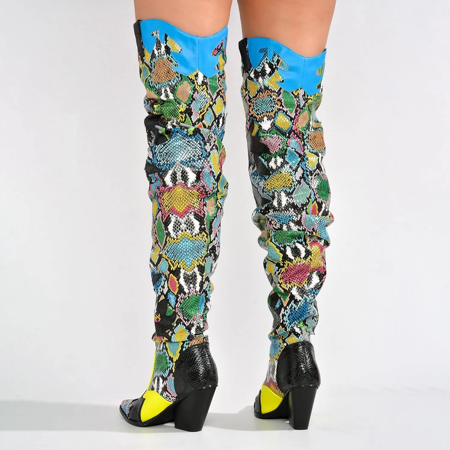 Cape Robbin | HILDA OVER THE KNEE THIGH HIGH CHUNKY LOW HEELED BOOTS-ANIMAL