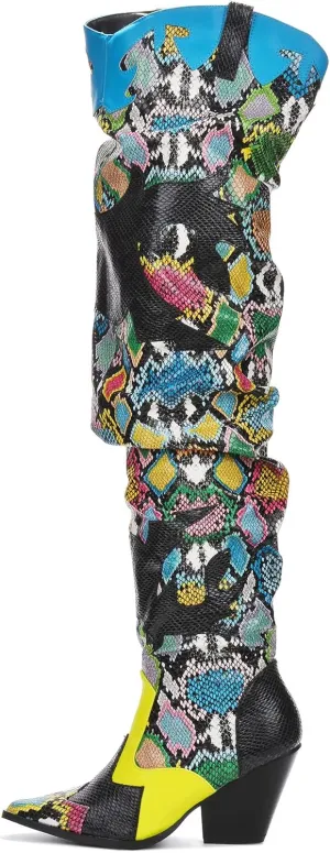 Cape Robbin | HILDA OVER THE KNEE THIGH HIGH CHUNKY LOW HEELED BOOTS-ANIMAL