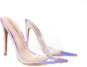 Cape Robbin Melrose Sexy Stiletto High Heels for Women, Transparent Booties for Women with Pointed Open Toe,Ice,8