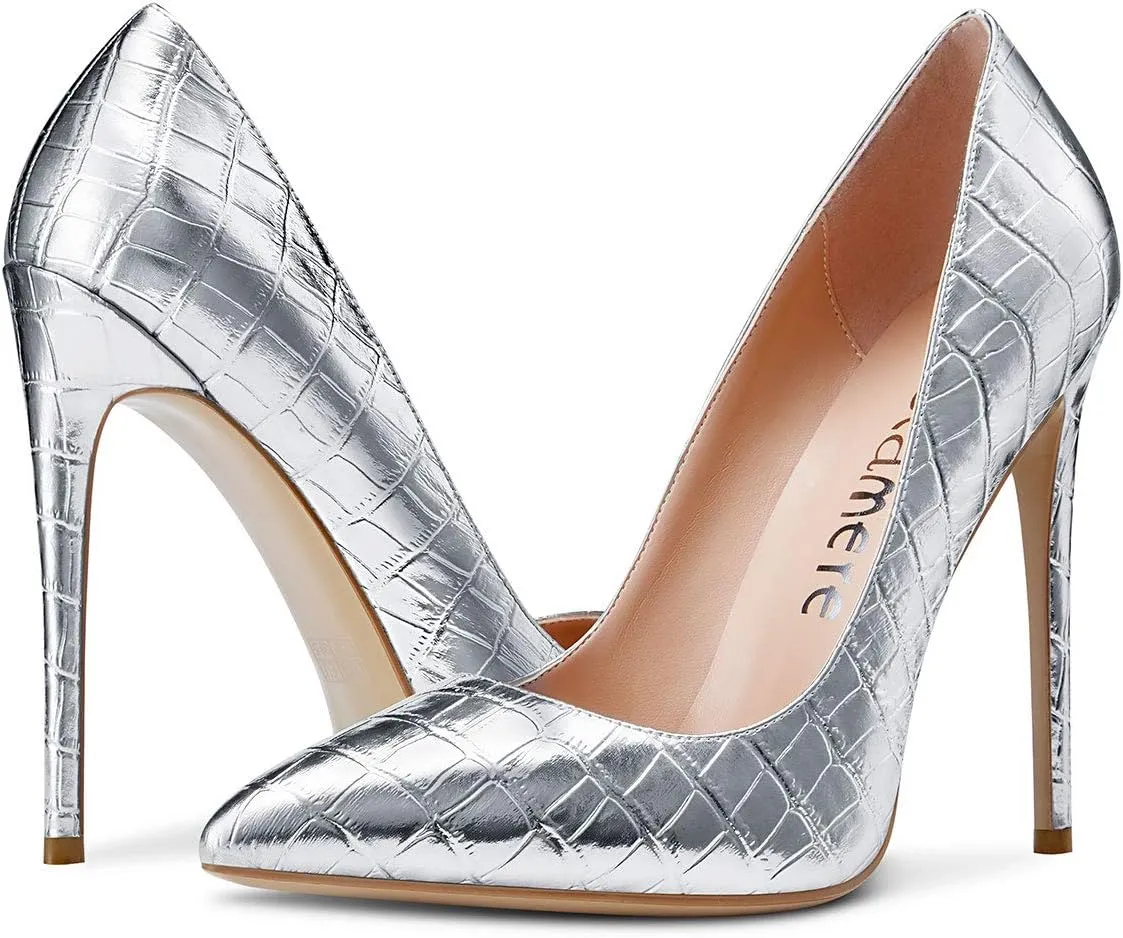 Castamere Womens Sky High Heels Basic Pumps Pointed-Toe Slip-On Stilettos 12CM Heel Shoes