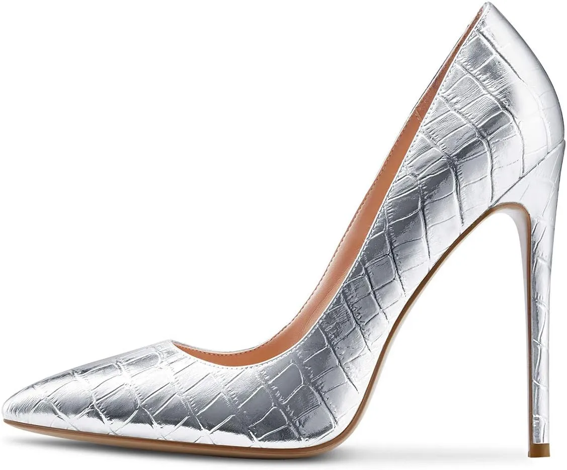 Castamere Womens Sky High Heels Basic Pumps Pointed-Toe Slip-On Stilettos 12CM Heel Shoes
