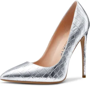 Castamere Womens Sky High Heels Basic Pumps Pointed-Toe Slip-On Stilettos 12CM Heel Shoes