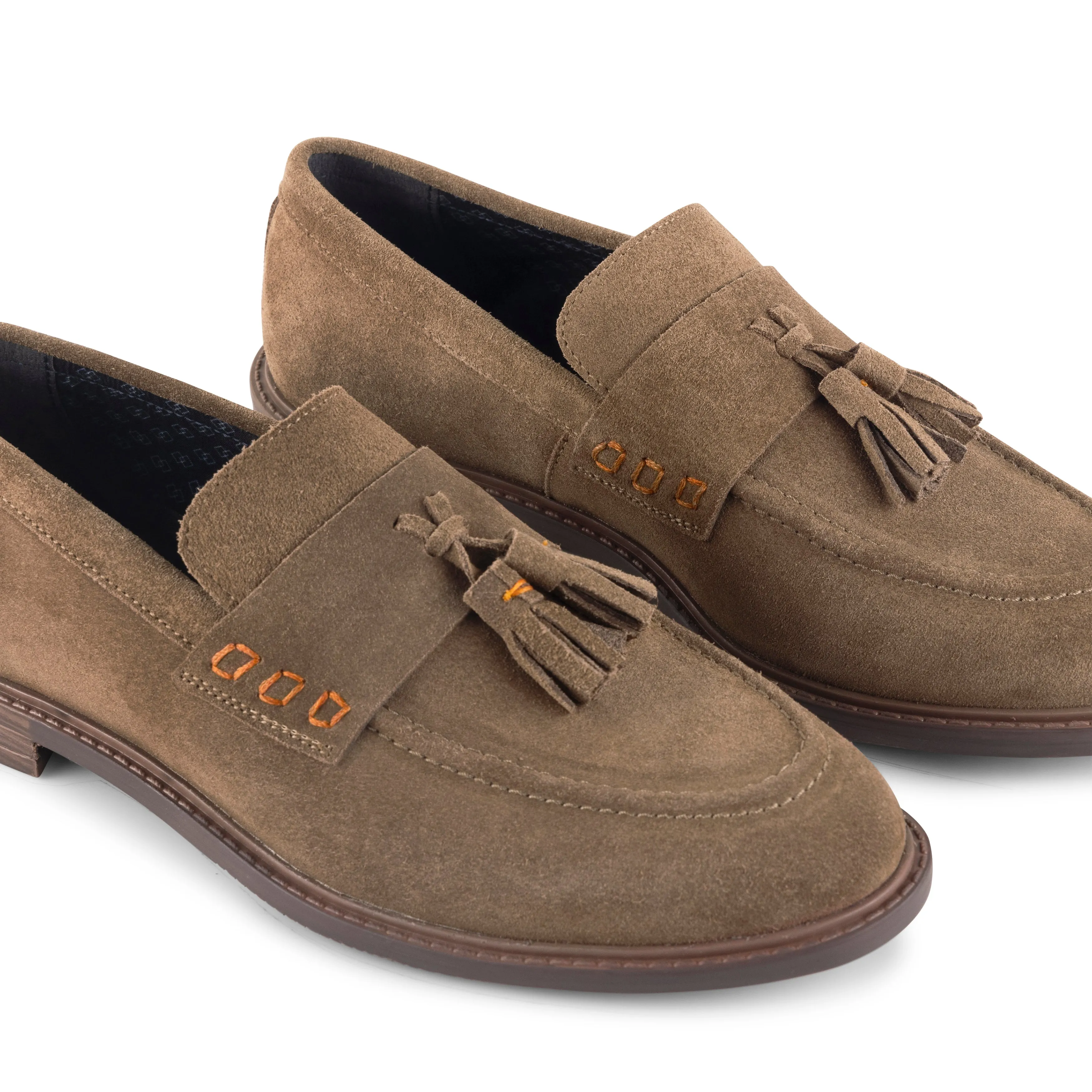 Charleston Suede Leather Tassel Loaferss - Butter Brown