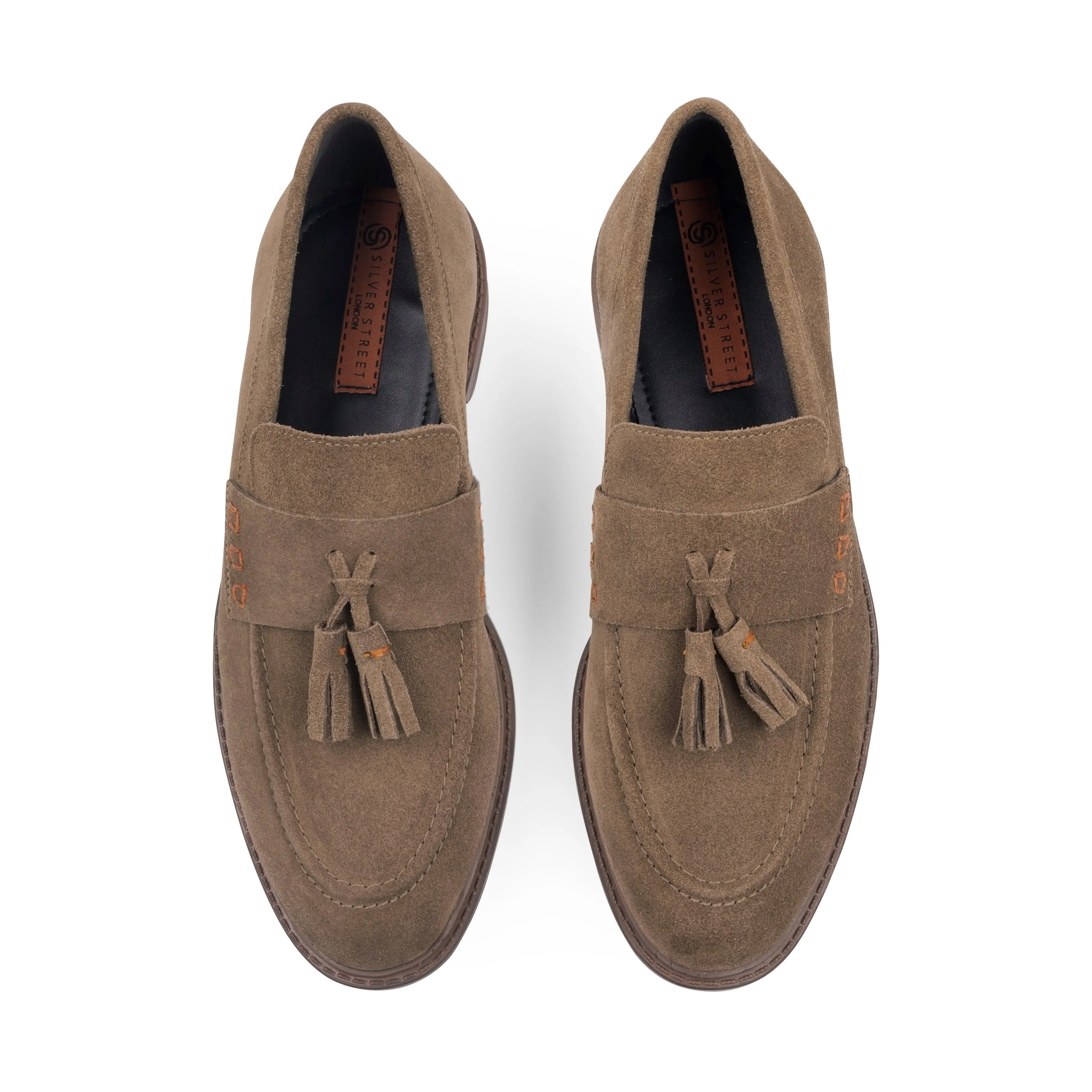 Charleston Suede Leather Tassel Loaferss - Butter Brown