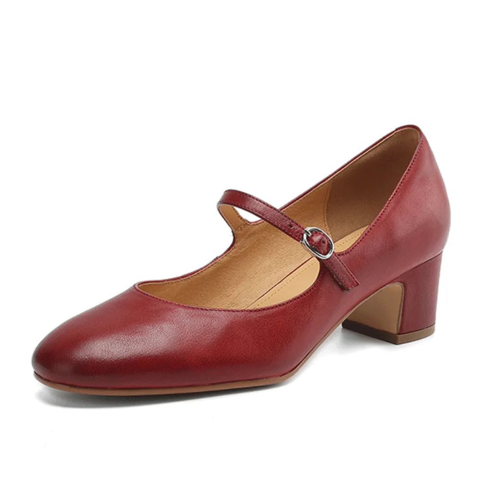 CHUNKY HEEL MARY JANE PUMPS