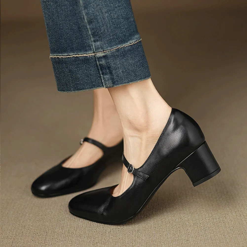 CHUNKY HEEL MARY JANE PUMPS