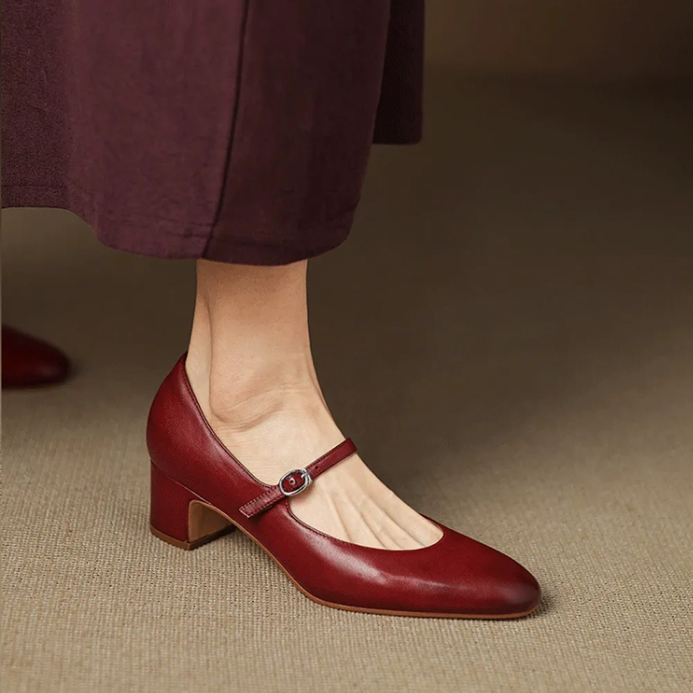 CHUNKY HEEL MARY JANE PUMPS