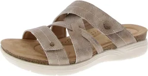 Clarks Womens April Willow Faux Leather Strappy Slide Sandals