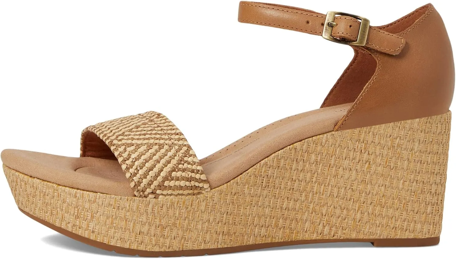 Clarks Womens Rose Ease Leather Ankle Strap Platform Sandals