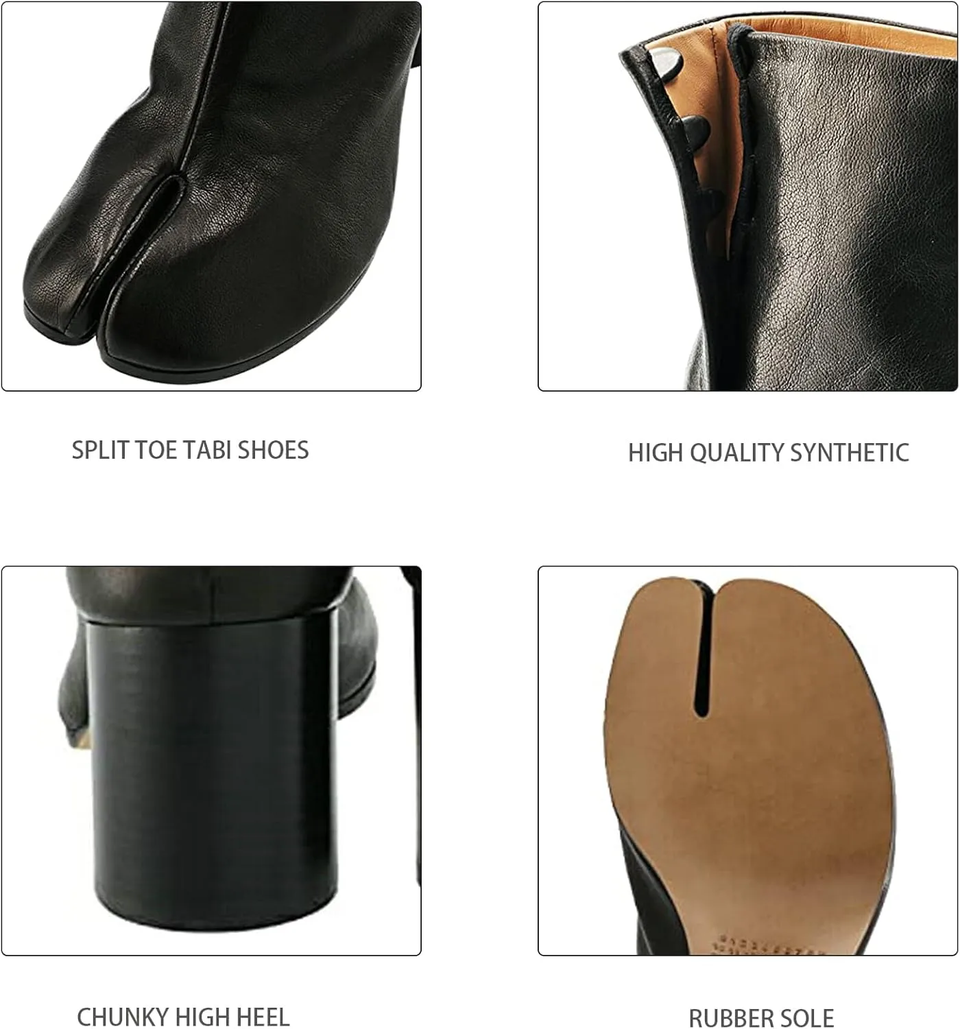 ClassicSter Split Toe Tabi Shoes for Women Ninja Shoes Chunky High Heel Ankle Boots Fashion Comfortable Booties
