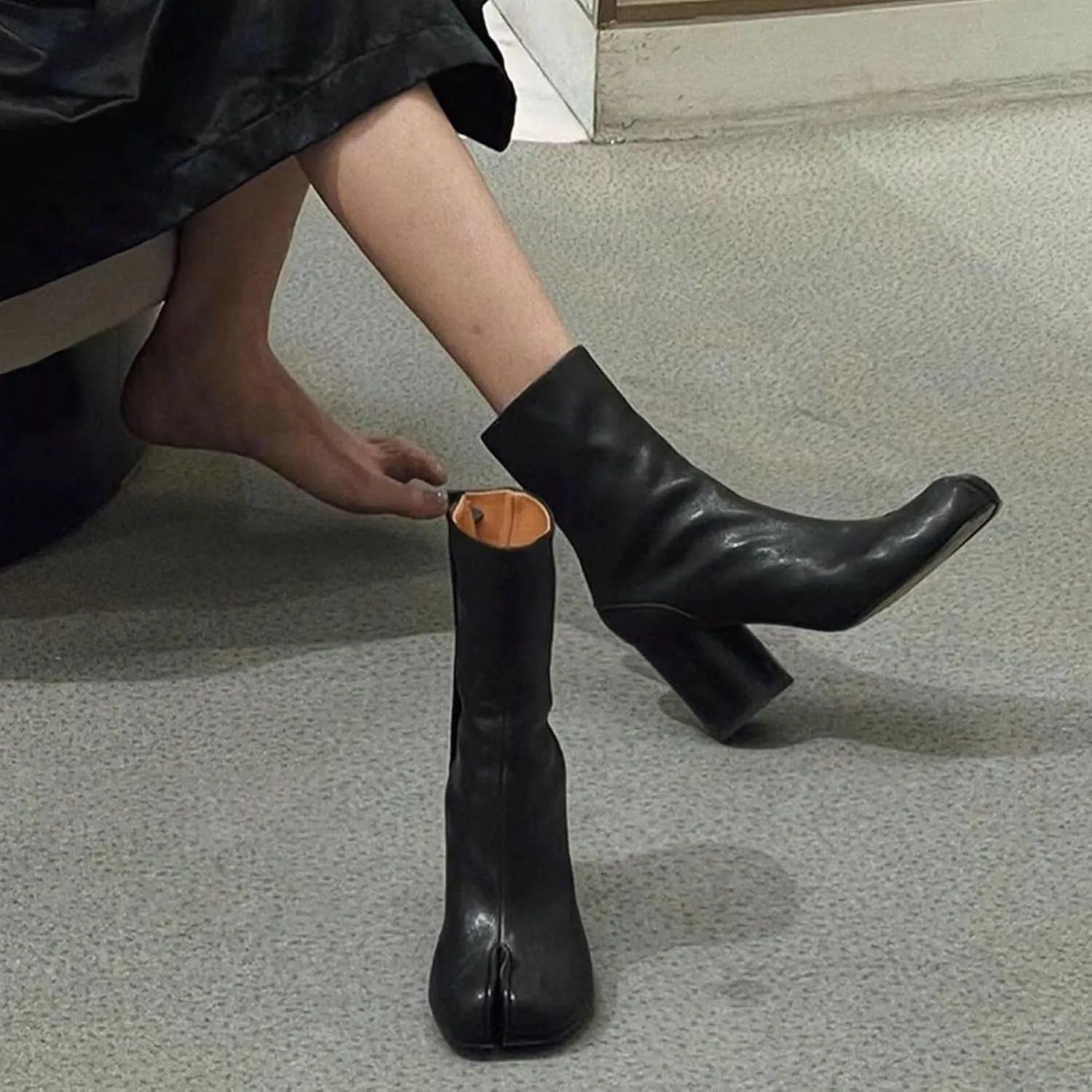 ClassicSter Split Toe Tabi Shoes for Women Ninja Shoes Chunky High Heel Ankle Boots Fashion Comfortable Booties