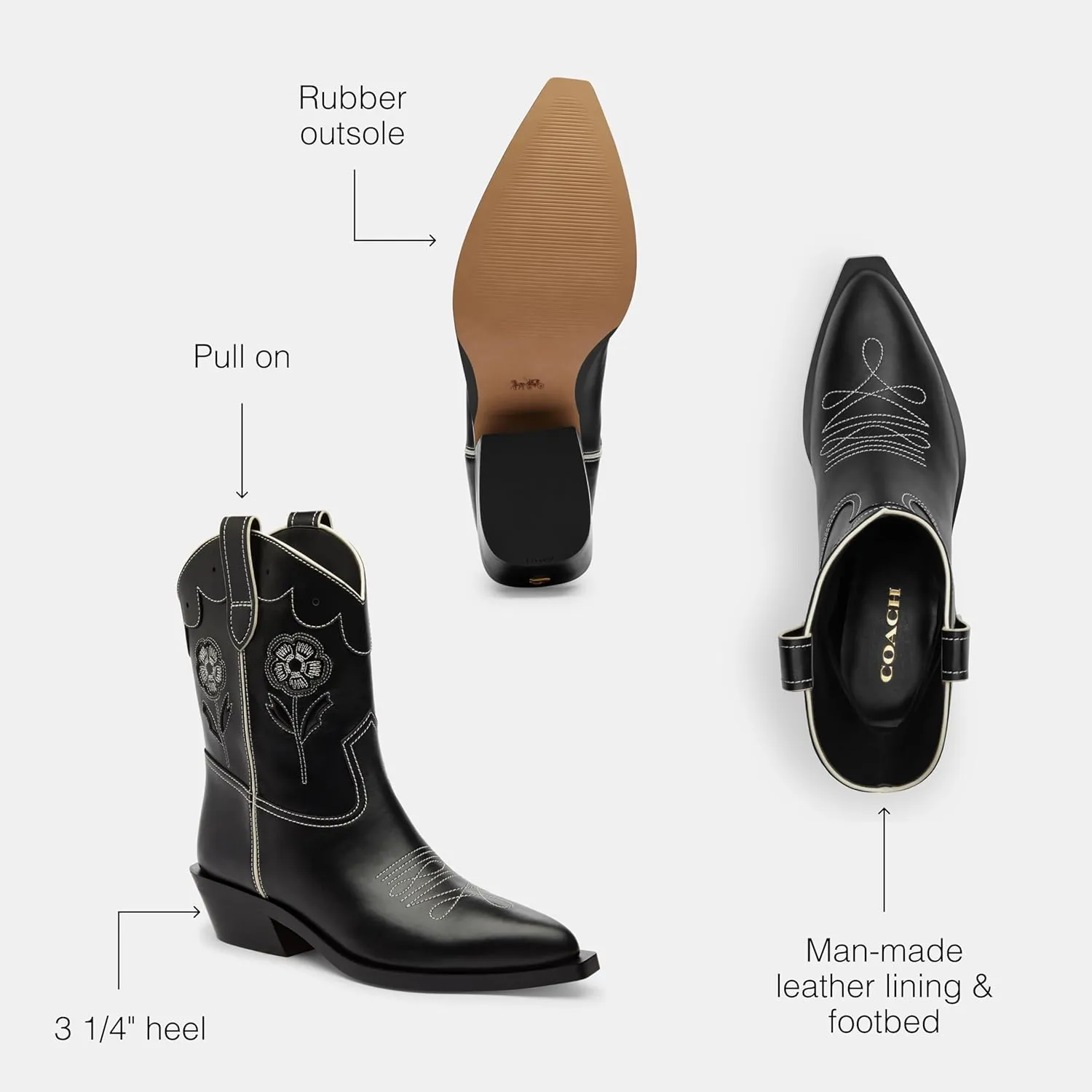COACH Men's Aria Cowboy Boot Industrial Shoe