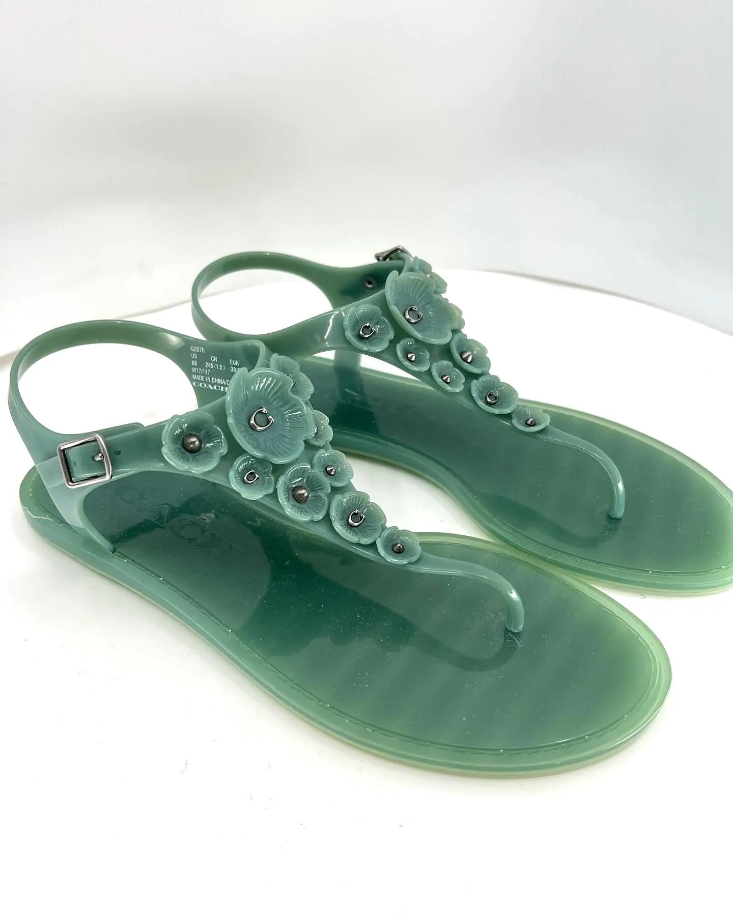 COACH TEA ROSE JELLY FLAT SANDALS