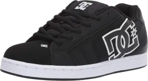 DC Men's Net Skate Casual Shoe Skateboarding, Black/Black/White, 8
