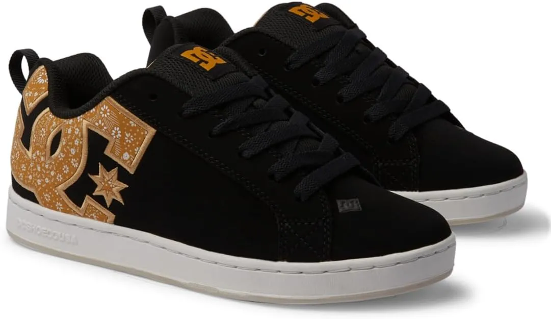 DC Shoes Court Graffik Womens Skate Trainers in Black Gold - 11 US