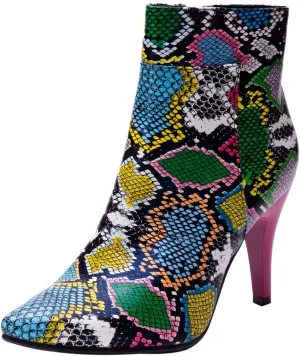 DINTAHA Snakeskin Boots Pointed Toe High Heel Stiletto Booties Pointy Toe Ankle Boots