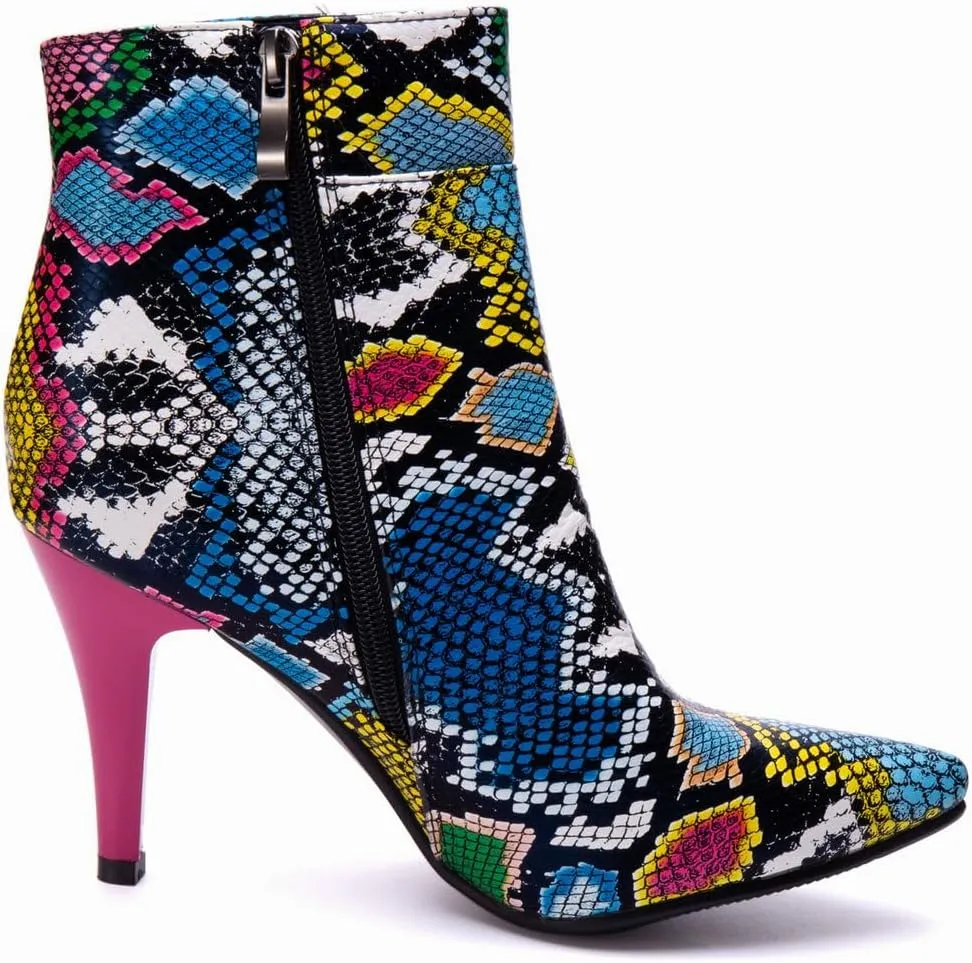 DINTAHA Snakeskin Boots Pointed Toe High Heel Stiletto Booties Pointy Toe Ankle Boots