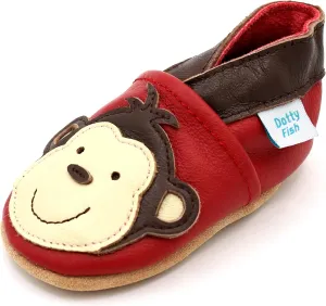Dotty Fish Infant and Toddler Soft Leather Shoes – Barefoot-Friendly, Non-Slip Suede Sole, Podiatrist Recommended, Breathable Baby-Safe Leather, British Brand – Fits 0–5 Years