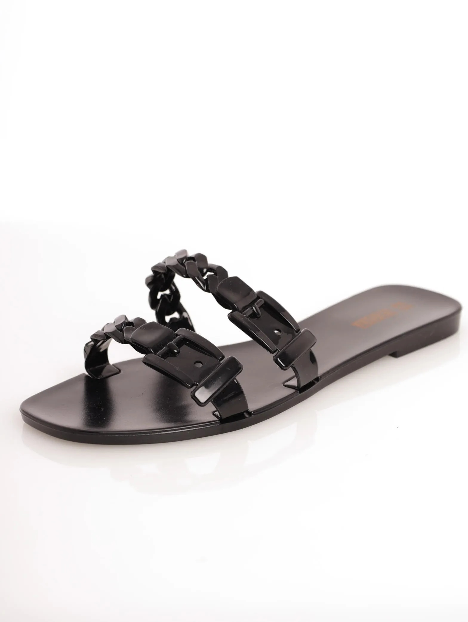 Double Strap Plaited Jelly Sandal - Black