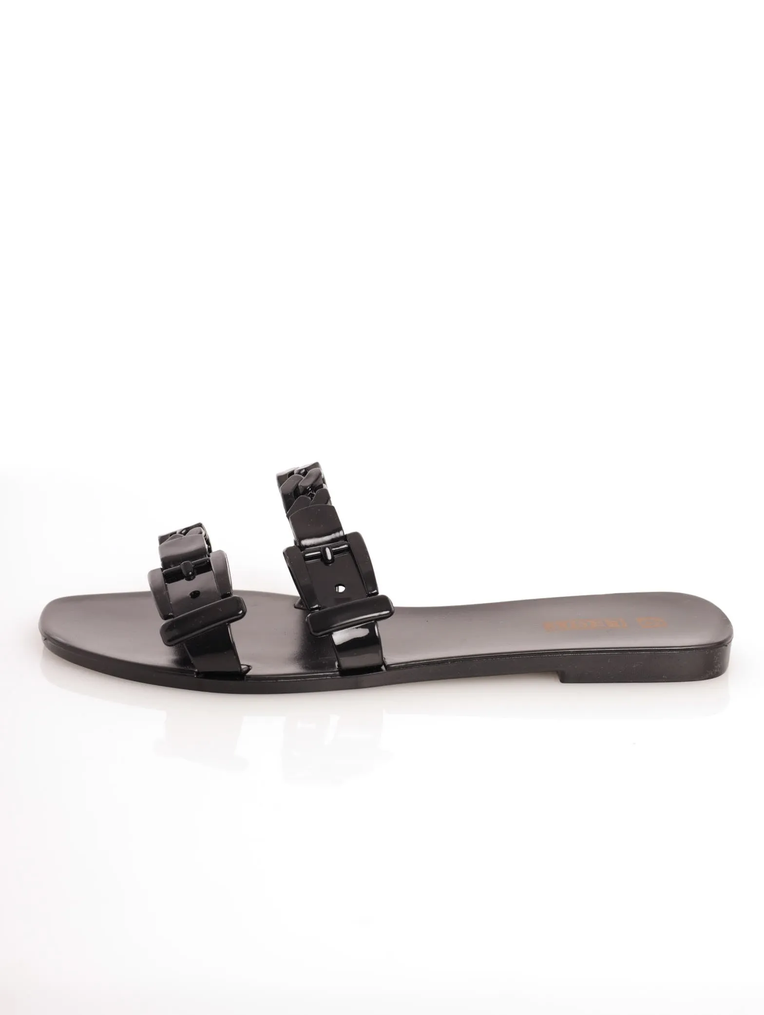 Double Strap Plaited Jelly Sandal - Black