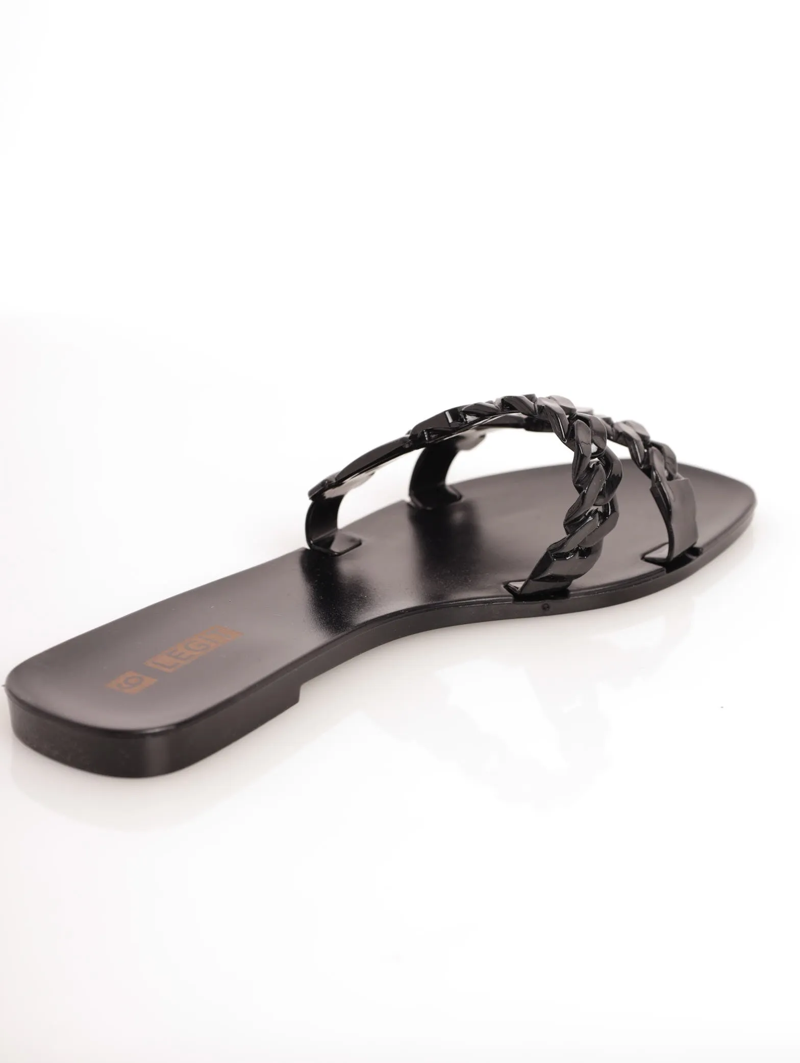Double Strap Plaited Jelly Sandal - Black