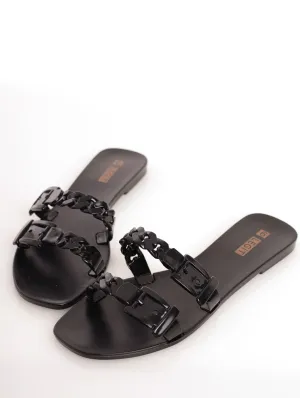 Double Strap Plaited Jelly Sandal - Black