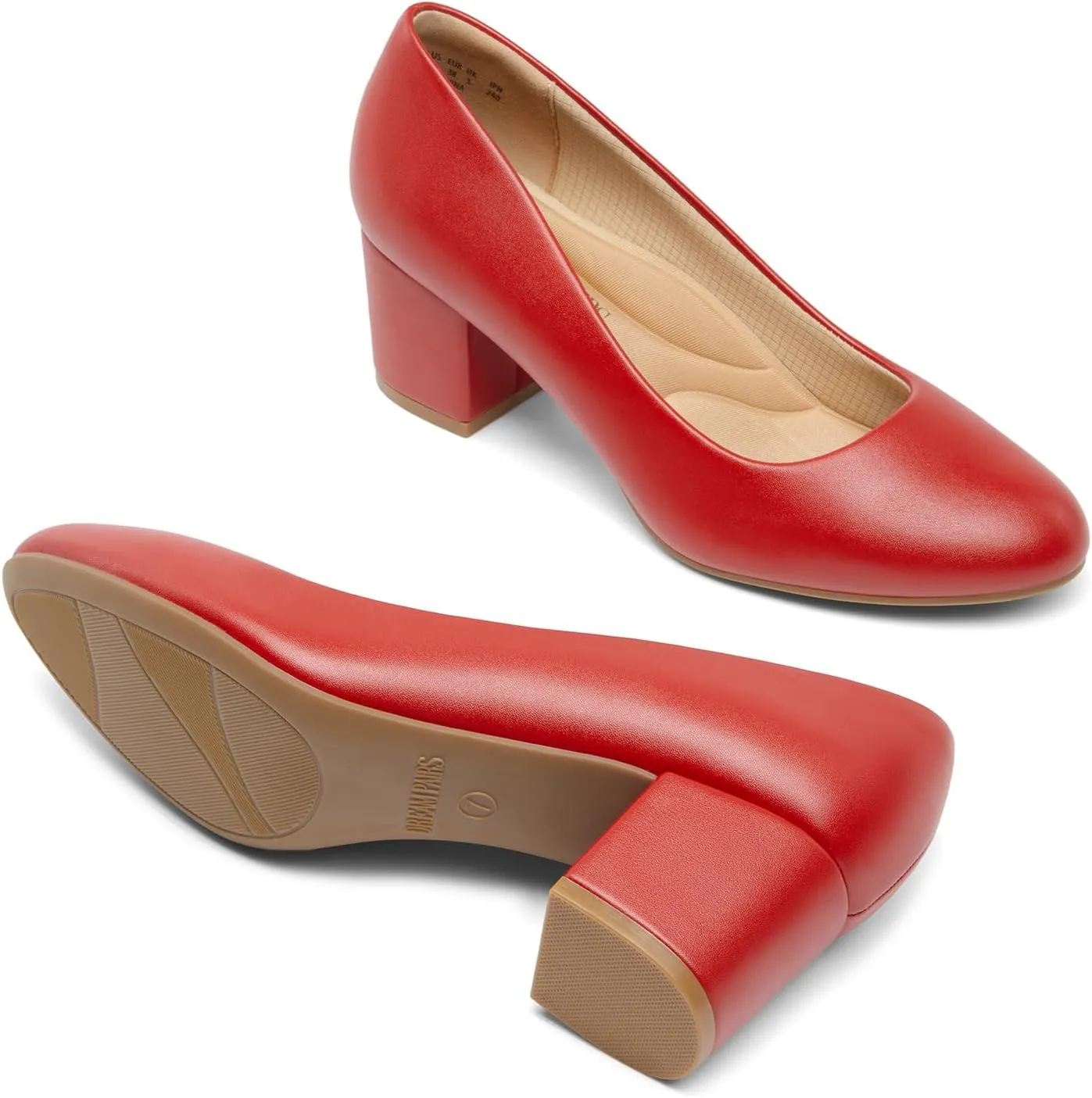 DREAM PAIRS Women's Pumps Low Chunky Block Heel Dress Shoes Closed Round Toe Comfortable Heels