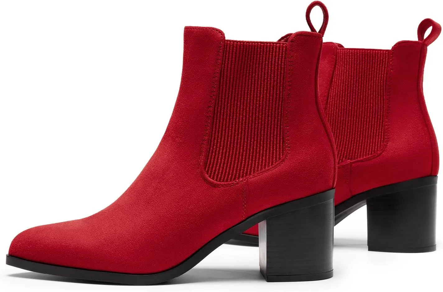 DREAM PAIRS Women's Retro Elastic Chelsea Ankle Boots Fashion Low Chunky Block Heel Pointed Toe Fall Heeled Booties Shoes
