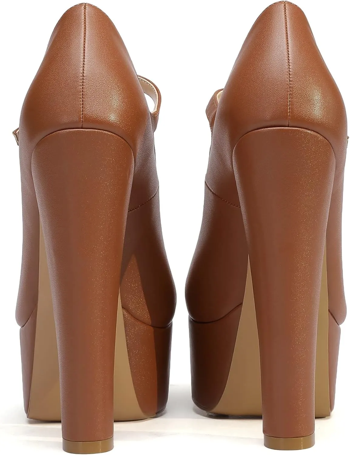 Eldof Women's Round Closed Toe Platform Mary Jane Pumps Block Chunky High Heel Sexy Wedding Dressy Shoes 6 Inches