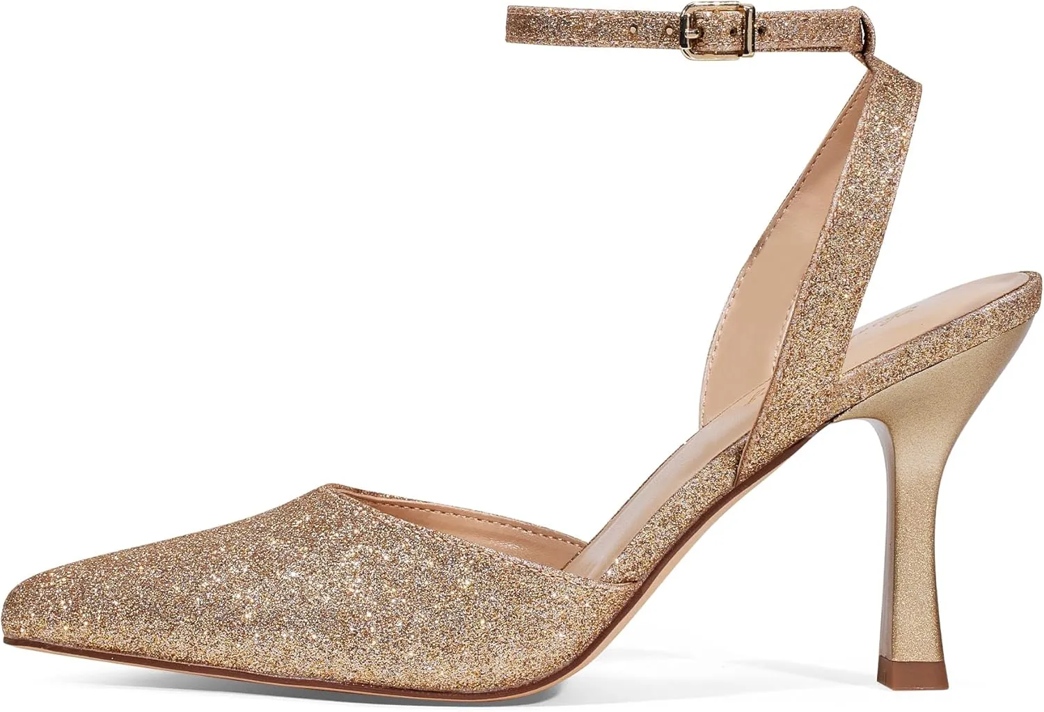 Elisabet Tang 3.42 inch Trendy Ankle Strap Pumps for Women - Sexy Closed Pointed Toe mid Stiletto Heels for Prom Party