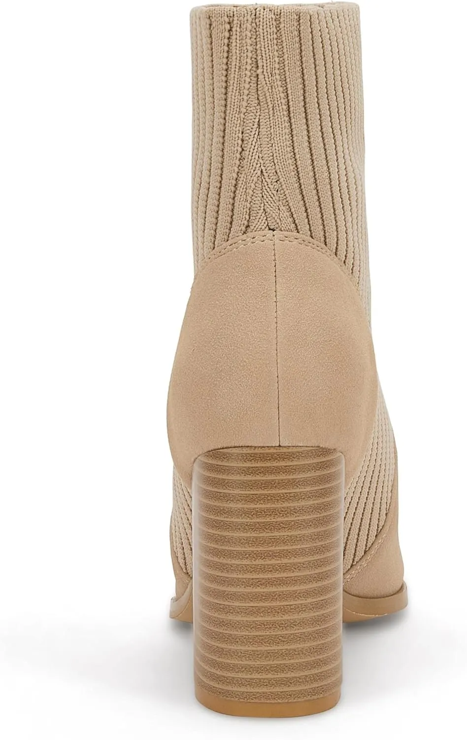 Ermonn Womens Pointed Toe High Heels Ankle Boots Zipper Block Chunky Heel Knit Elastic Fall Winter Dressy Booties
