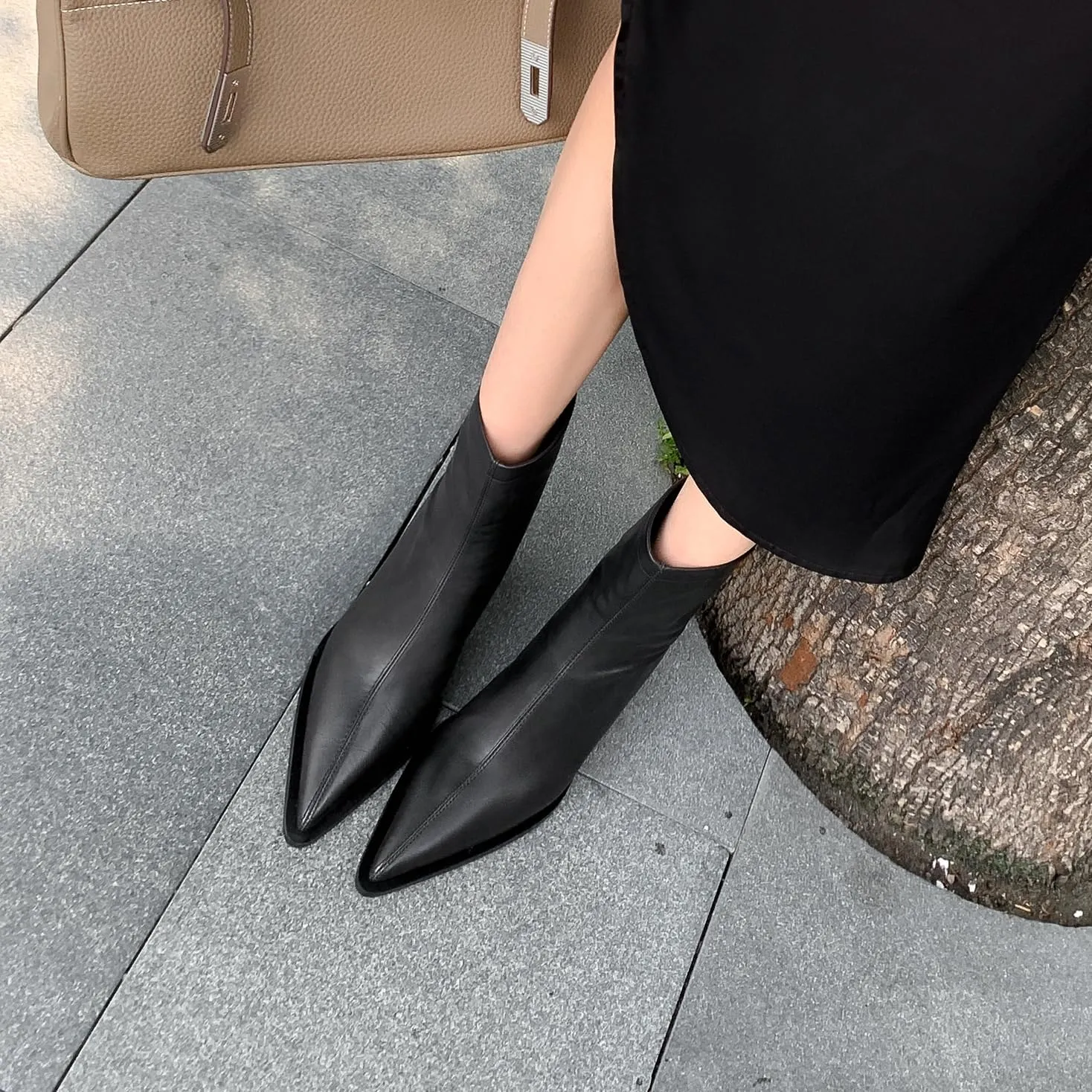 Fashion Ankle Boots For Women Women's Pointed Toe Winter Zipper High Heels Booties