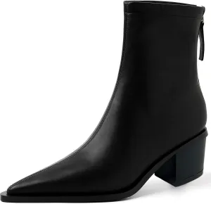 Fashion Ankle Boots For Women Women's Pointed Toe Winter Zipper High Heels Booties
