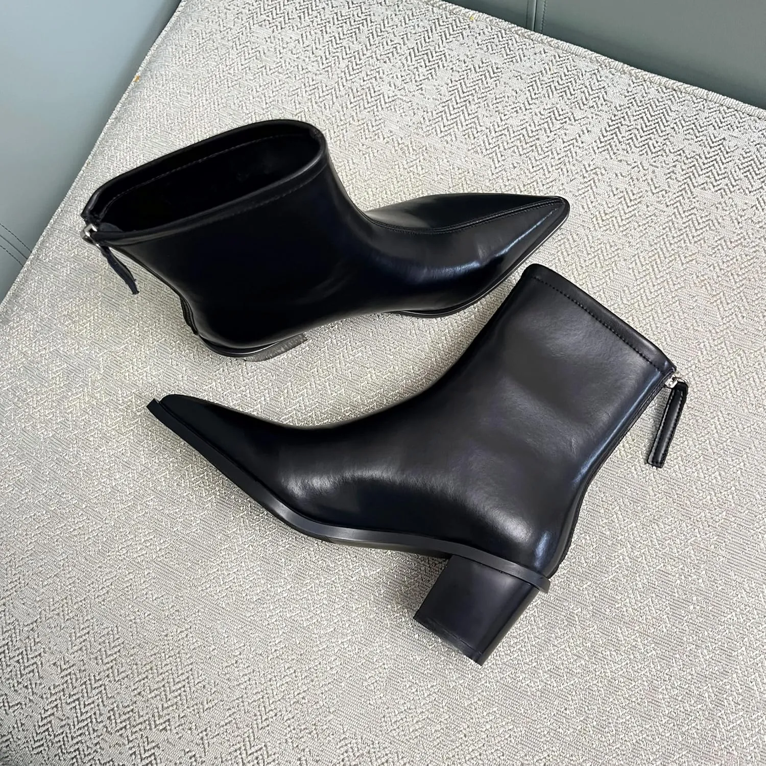 Fashion Ankle Boots For Women Women's Pointed Toe Winter Zipper High Heels Booties