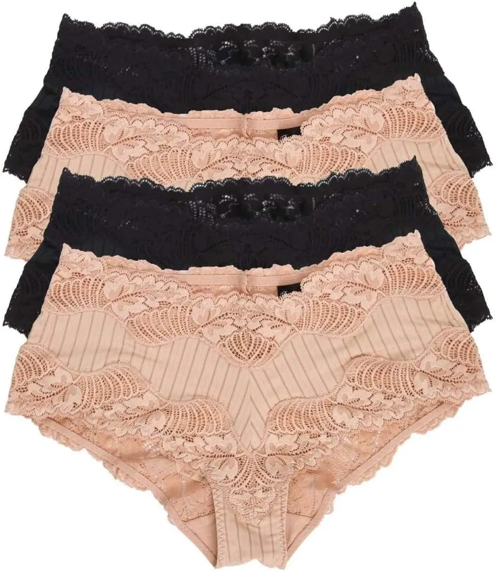 Felina Paramour Stripe Delight Hipster | Panty | 4-Pack | Lace | Plus Size