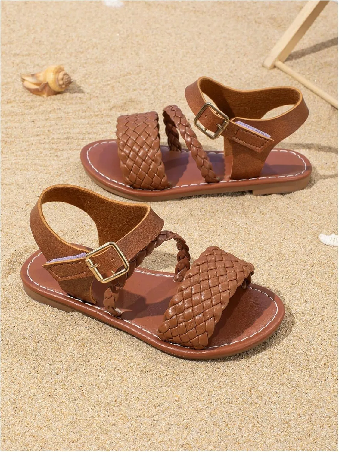 Floerns Girl's Beach Flat Slide Sandals Ankle Strap Open Toe Summer Sandal Shoes