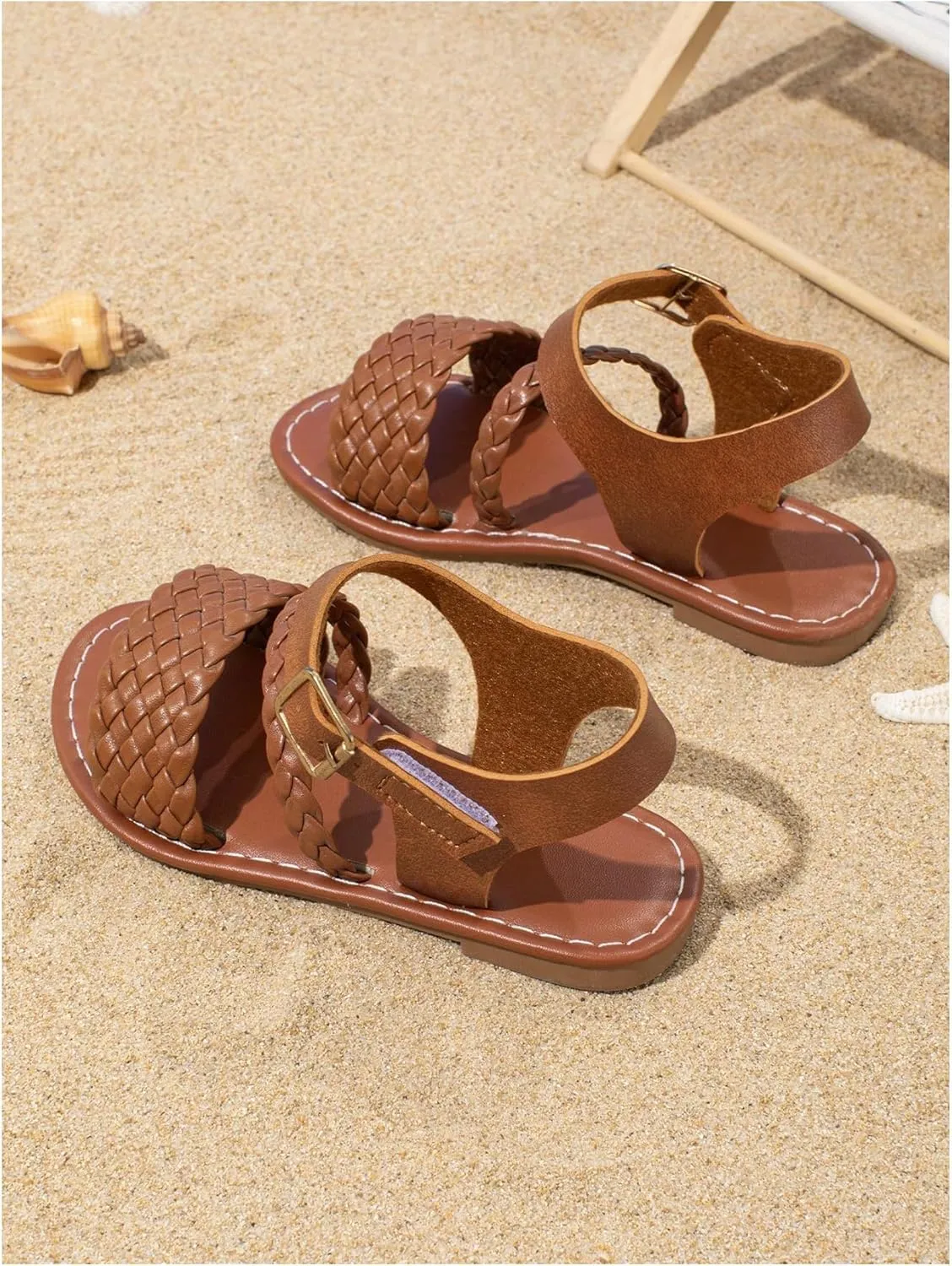 Floerns Girl's Beach Flat Slide Sandals Ankle Strap Open Toe Summer Sandal Shoes