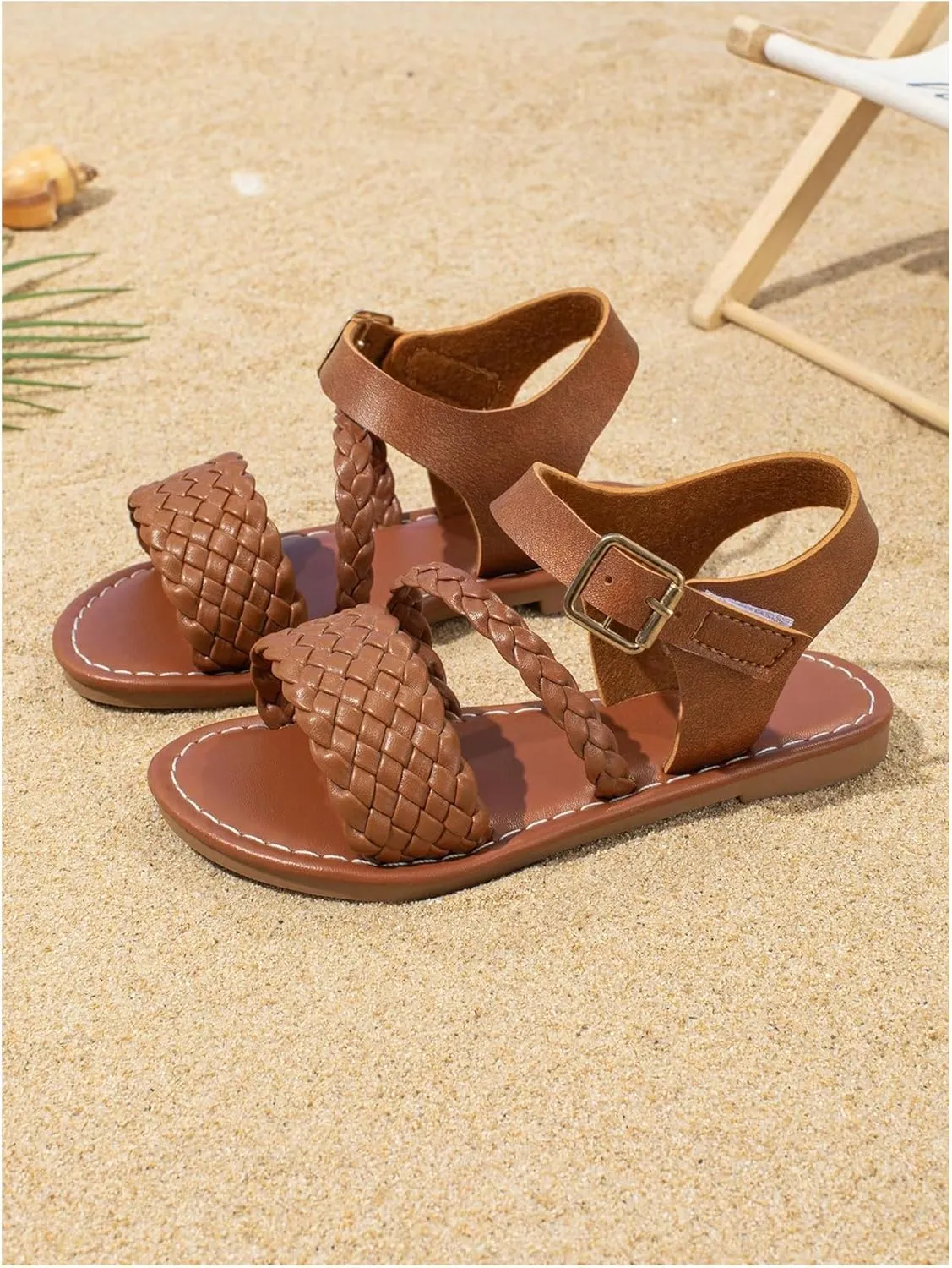 Floerns Girl's Beach Flat Slide Sandals Ankle Strap Open Toe Summer Sandal Shoes