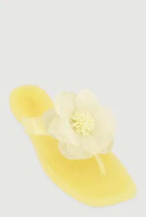 Flower Detail Jelly Thong Sandals