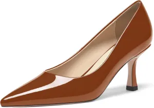 FOGEENA Womens Pointed Toe Evening Dress Slip On Patent Stiletto High Heel Pumps Shoes 2.5 Inch