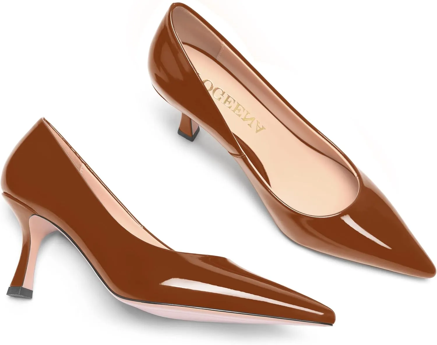 FOGEENA Womens Pointed Toe Evening Dress Slip On Patent Stiletto High Heel Pumps Shoes 2.5 Inch